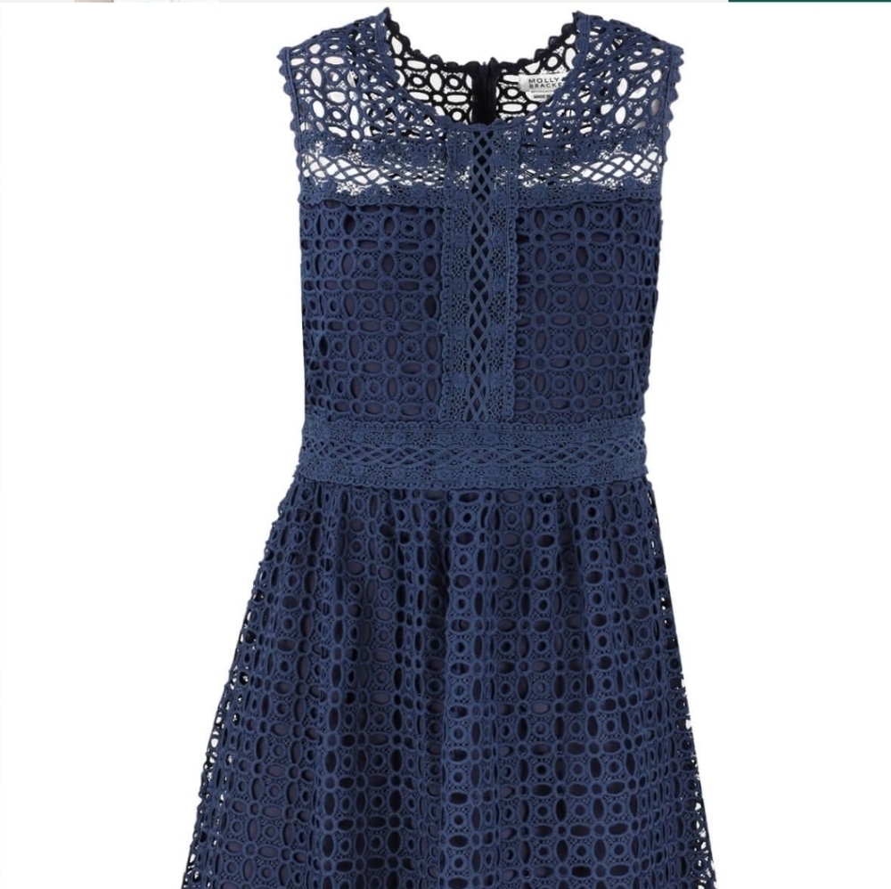 Molly Bracken Navy Macrame Elegance Dress Size Small - Picture 2 of 7